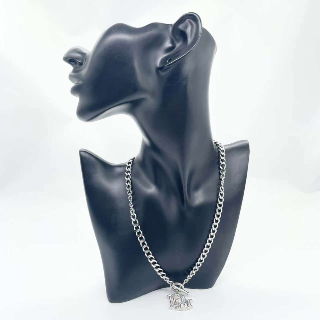 CD 26S DIOR OBLIQUE ENGRAVED TAG PENDANT NECKLACE IN SILVER METAL main image 0