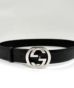 GUCCI GG Interlock Black Leather Belt