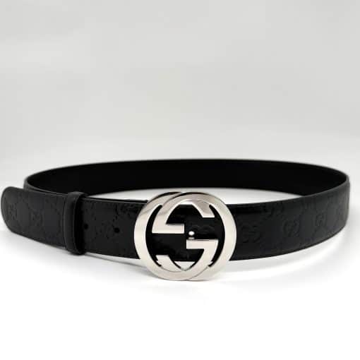 GUCCI GG Interlock Black Leather Belt