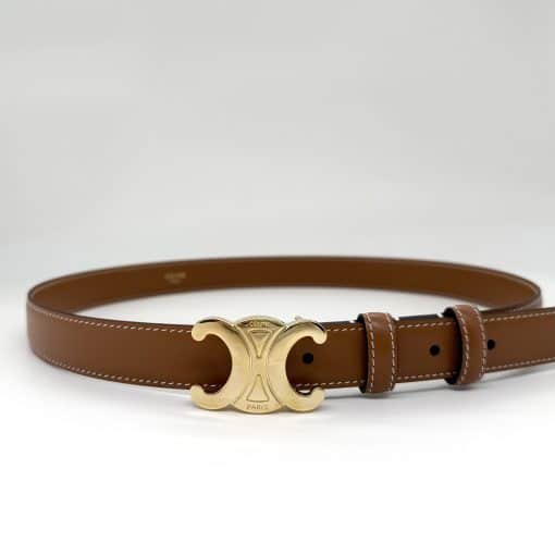 CELINE Triomphe Brown Leather Belt