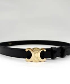 CELINE Triomphe Black Leather Belt