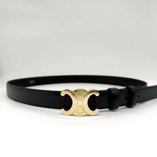 CELINE Triomphe Black Leather Belt