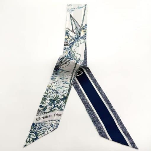 DIOR Blue Reve d'Infini Silk Mitzah Scarf