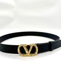 VALENTINO Vlogo Black Leather Belt