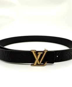 LOUIS VUITTON Black Leather Monogram Belt