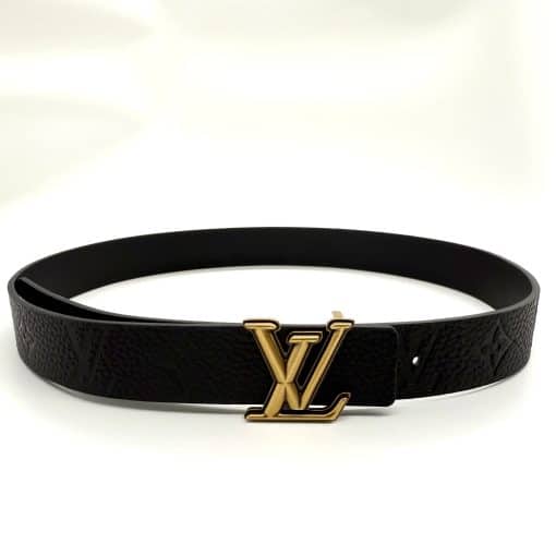 LOUIS VUITTON Black Leather Monogram Belt
