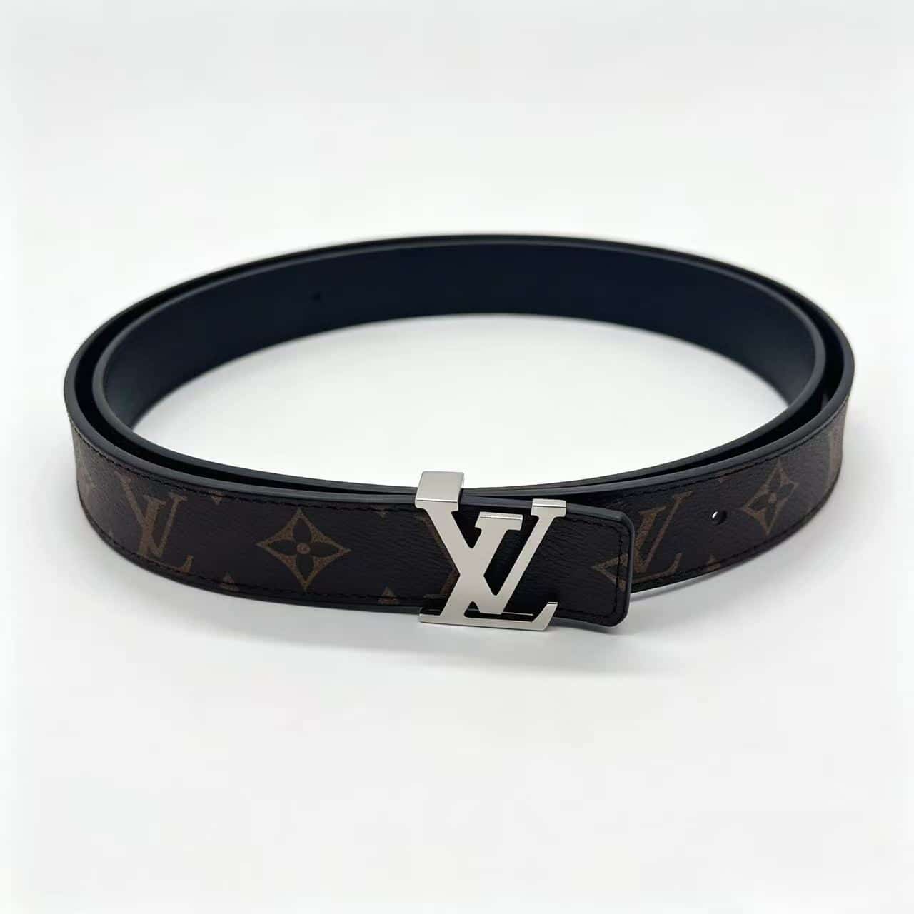 LV Monogram Silver Buckle Belt
