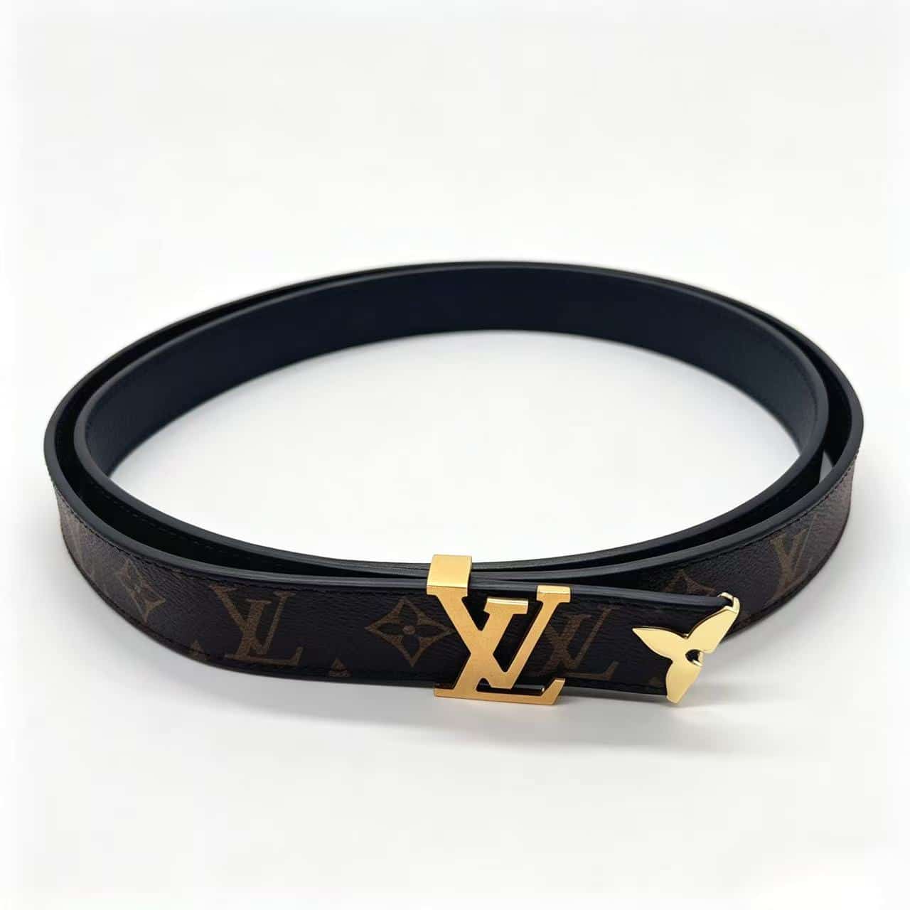 Louis Vuitton Slim Reversible Monogram Belt Gold Leaf Detail