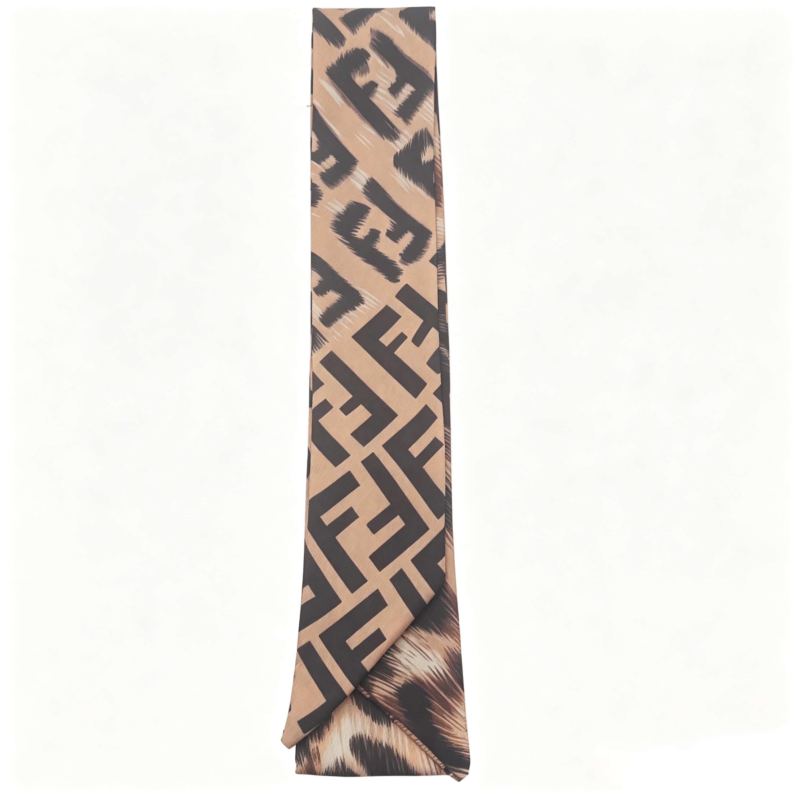 Alternative view of Fendi Leopard FF Logo Silk Twilly