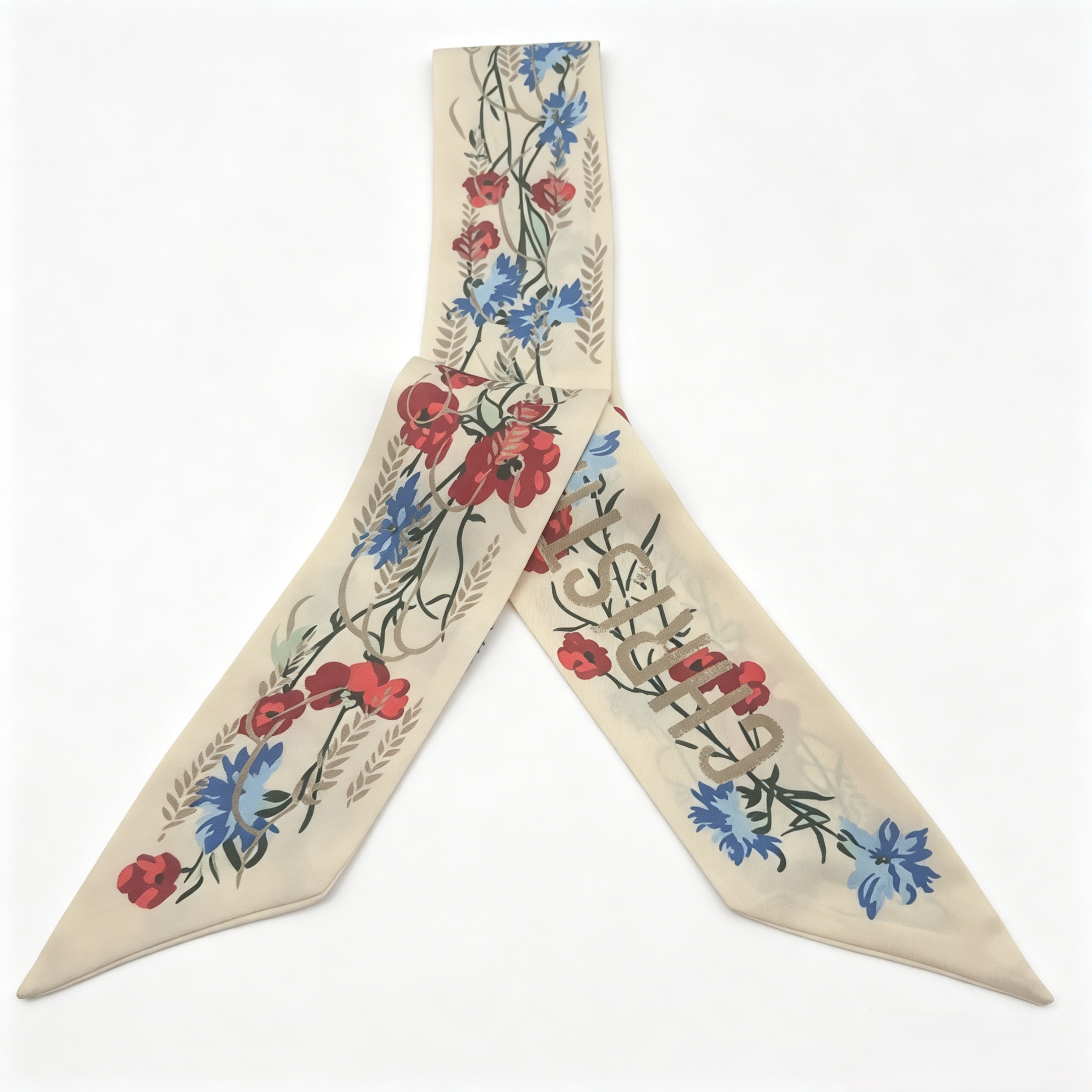 DIOR Floral Print Silk Twilly Scarf