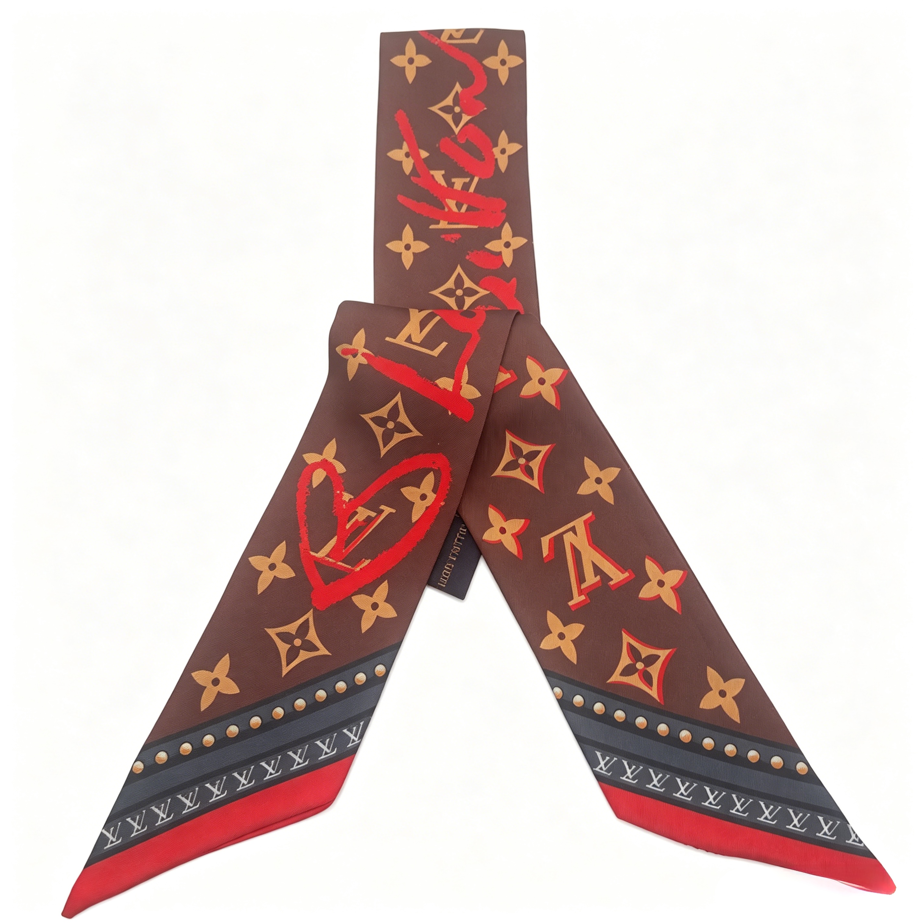 Louis Vuitton Brown Monogram Silk Twilly Scarf
