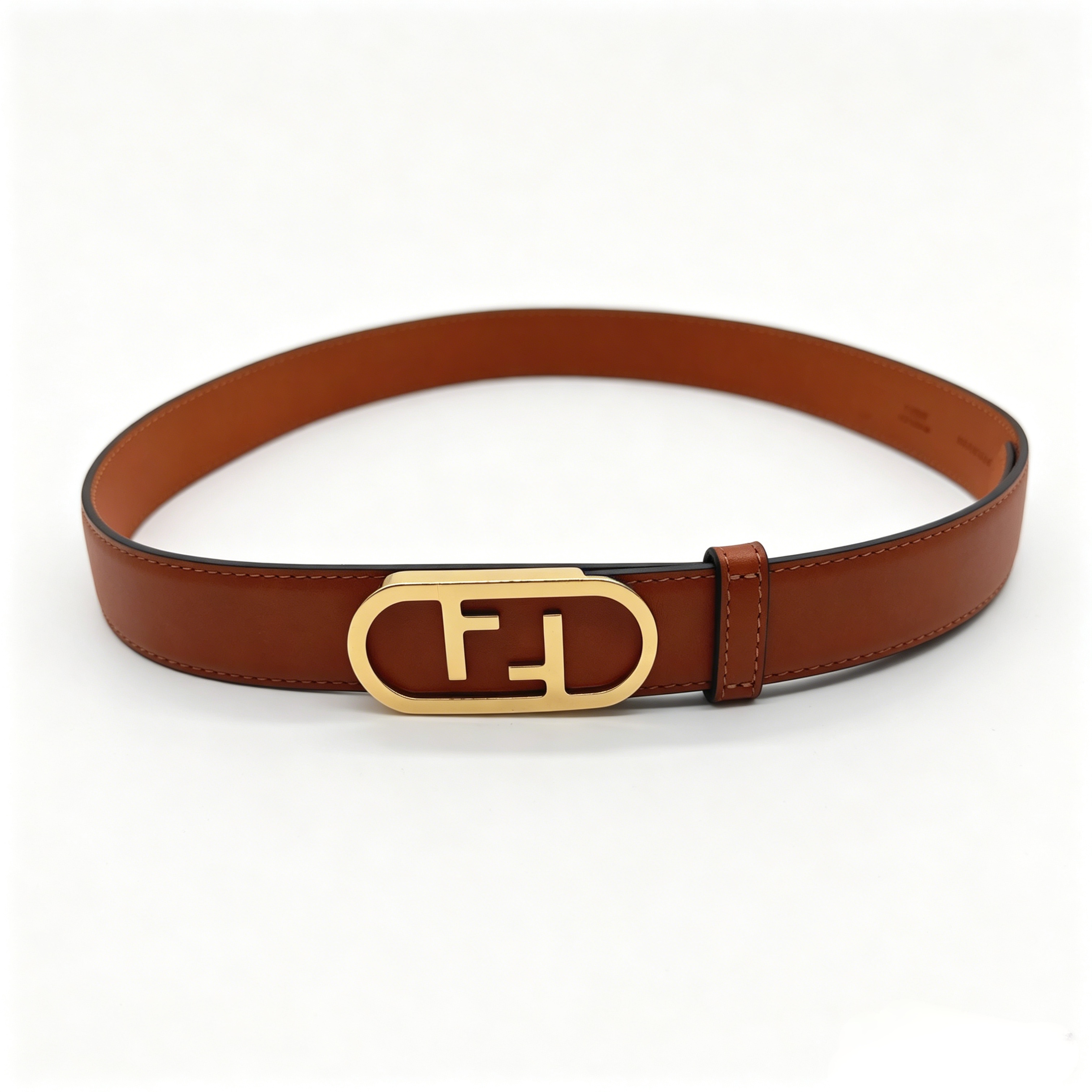 Fendi Brown FF Buckle Leather Belt SIZE:34