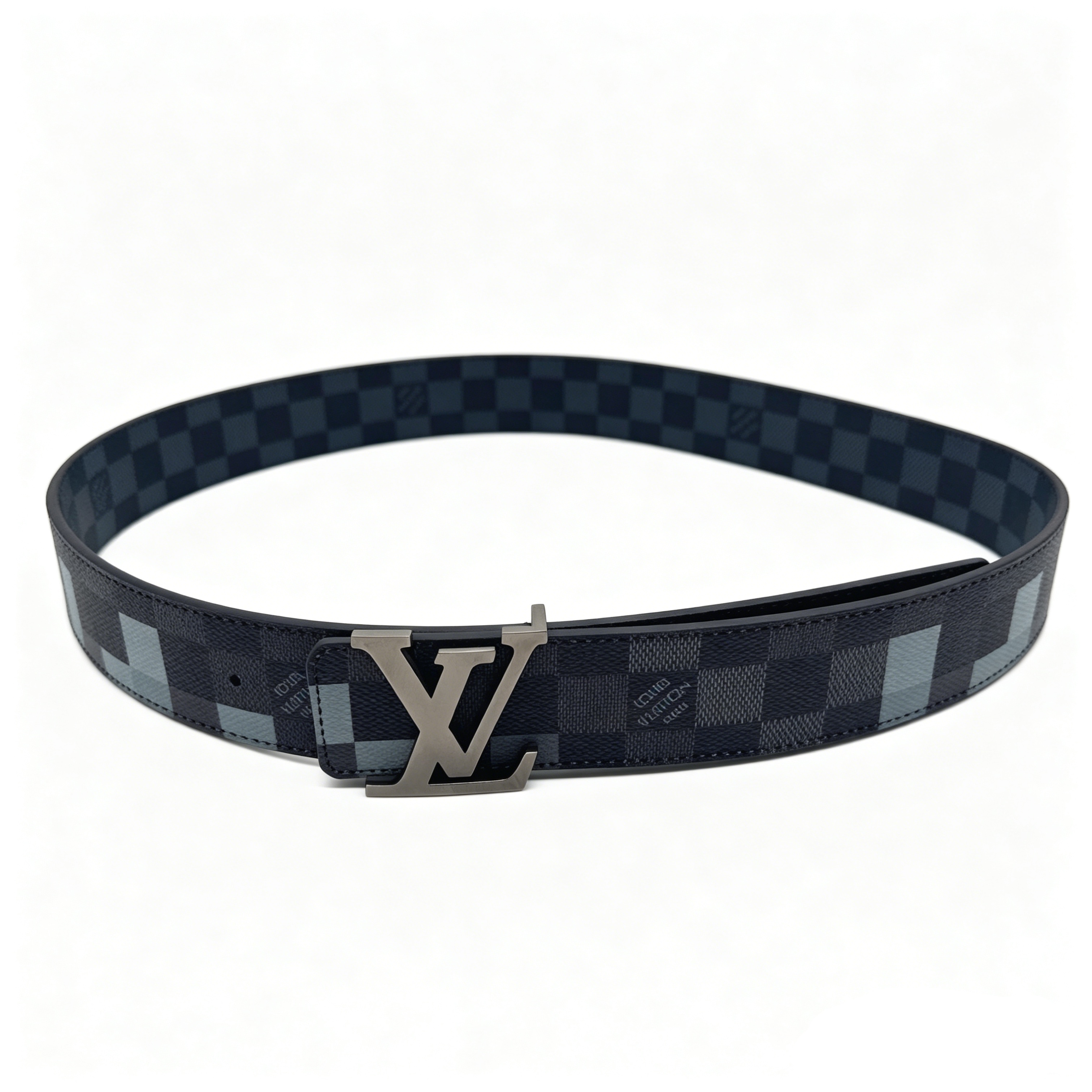 Louis Vuitton Navy Damier Check Leather Belt SIZE:38